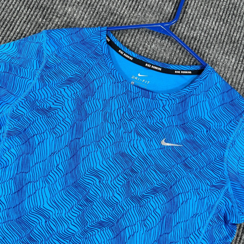 Nike Dri Fit Running Shirtβ Womens Medium Blue Short Sleeve Patterned Active